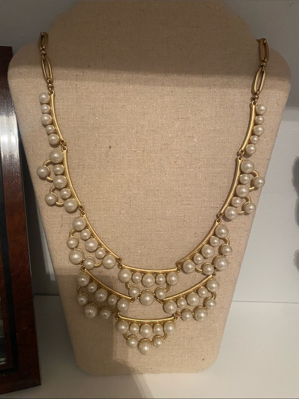 Stella & Dot Gold-Tone Pearl Tiered Necklace
